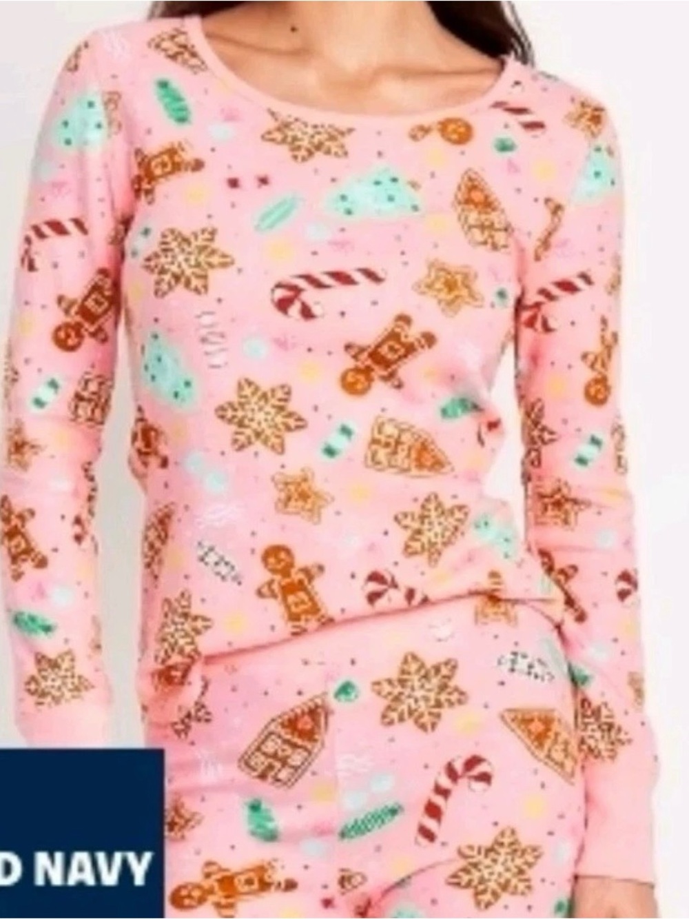 Old Navy Pink Holiday Cookie Thermal Pajama Set - XL Tall